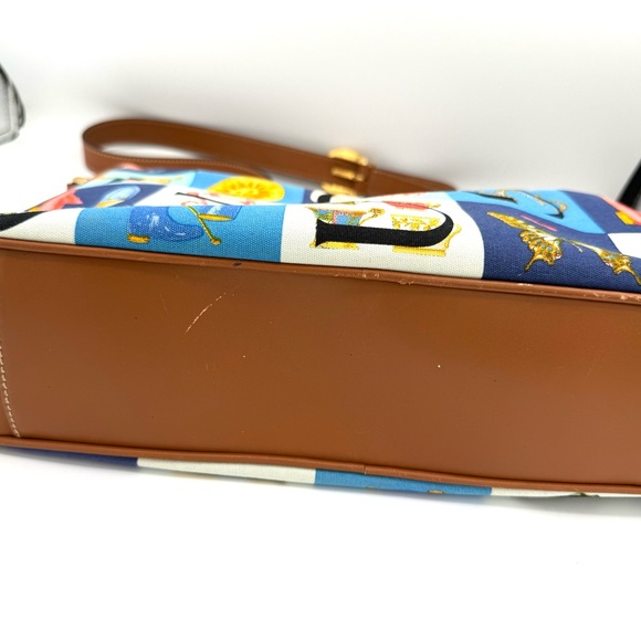 Gucci Alphabet Patchwork Blue Multi Canvas Crossbody with Brown Leather Trim - Picture 7 of 14